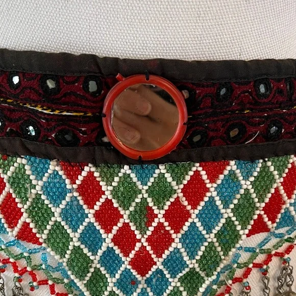 Bohemian Mirror Beaded Belt with Bells and Tassels Tribal Bellydance - Picture 6 of 9